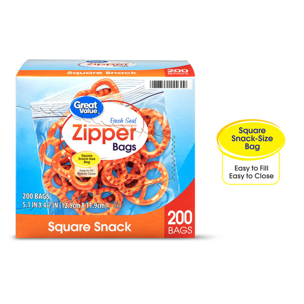 Great Value Fresh Seal Zipper Square Snack Bags, 200 Count - DroneUp  Delivery